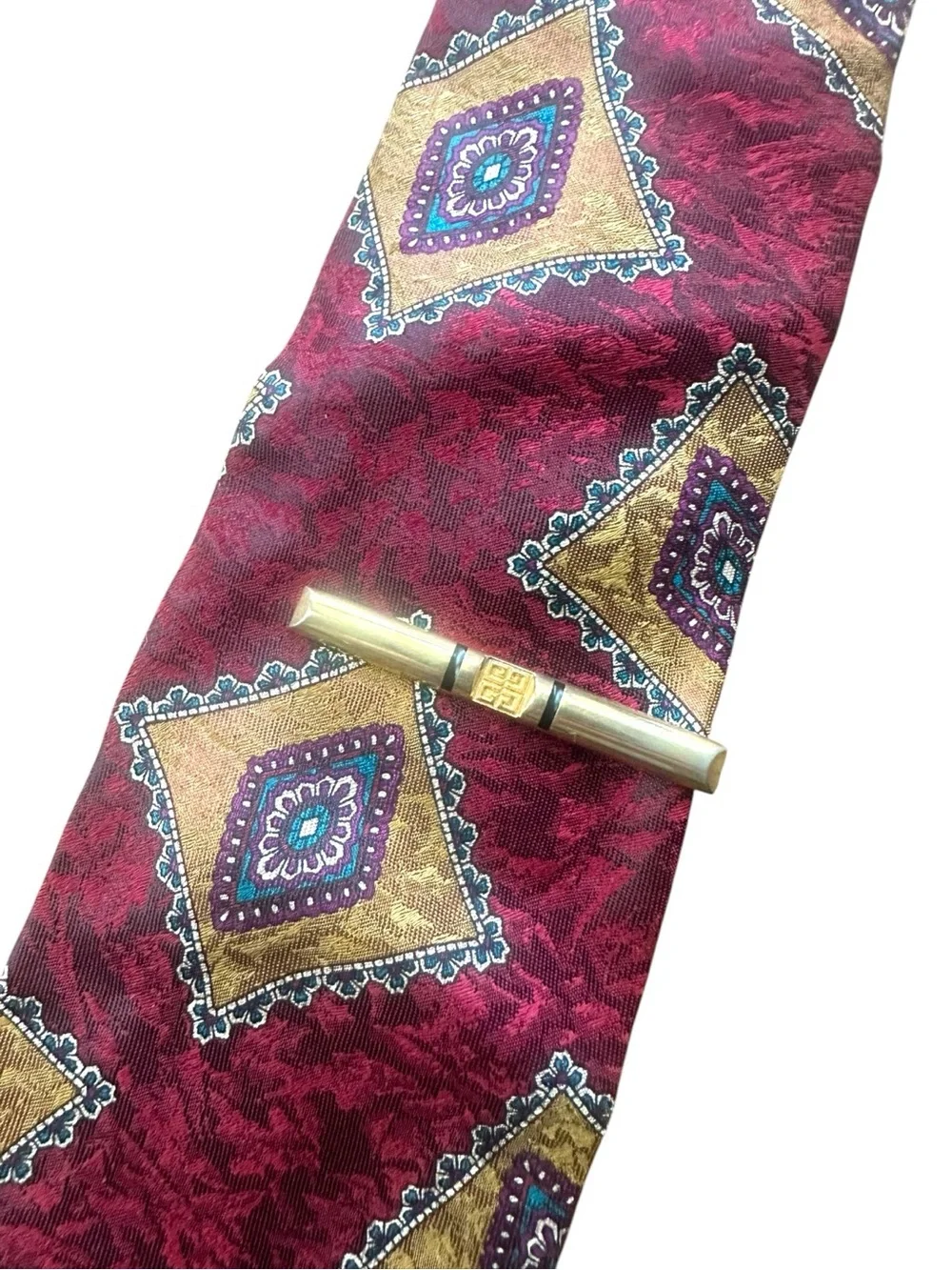 Vintage Givenchy Monsieur Silk Tie & Givenchy Logo Tie Bar Gift Set